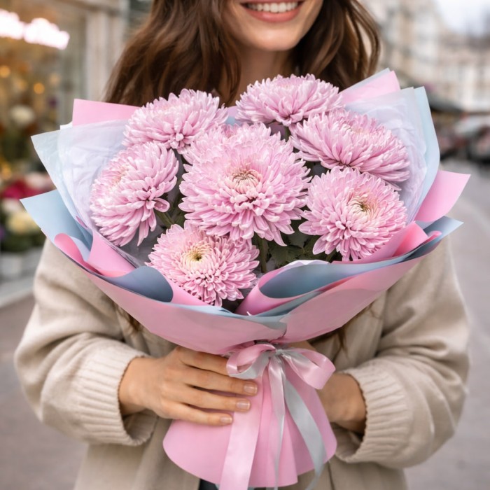 7 крупных хризантем