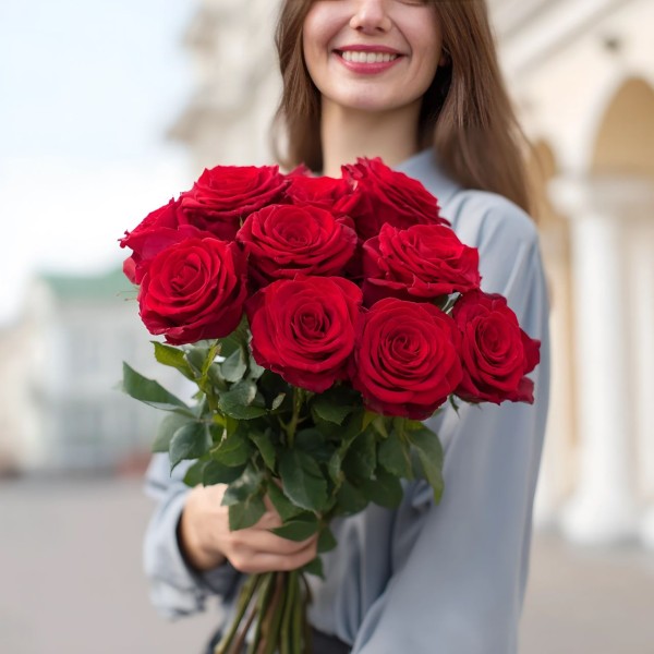 11 алых роз