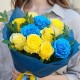Букет 11 сине-желтых роз