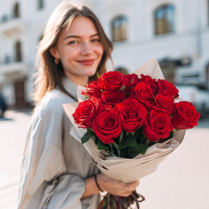 Букет из 13 алых роз