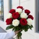 букет 15 красно-белых роз