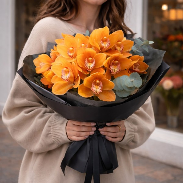 15 оранжевых орхидей