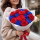 Букет 15 сине-красных роз
