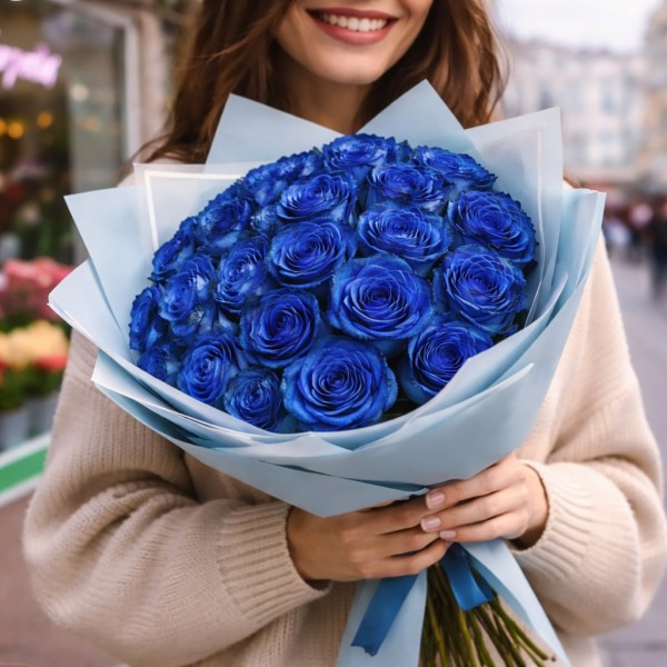 21 синяя роза