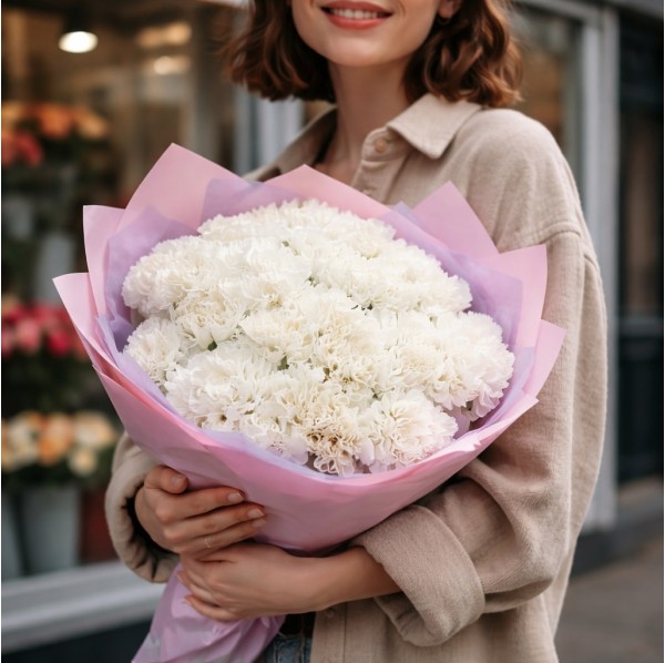 25 белых гвоздик