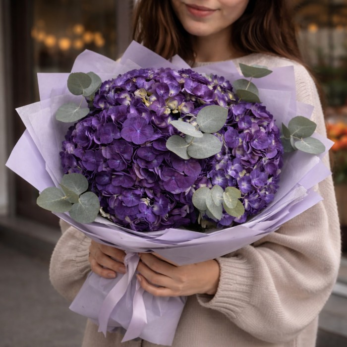 3 фиолетовые гортензии