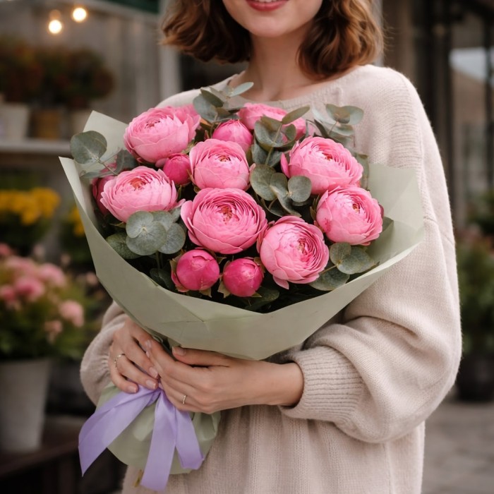 3 кустовые пионовидные розы