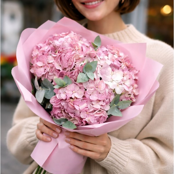 3 розовые гортензии