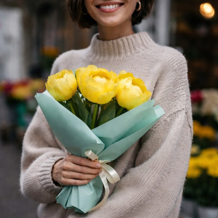 Букет 3 желтых пиона