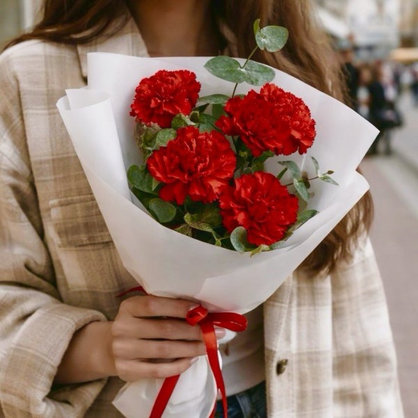 5 красных гвоздик