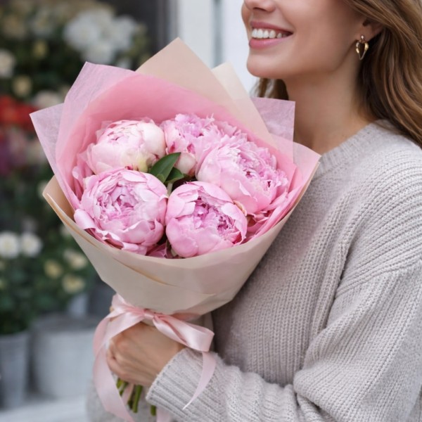 5 махровых пионов