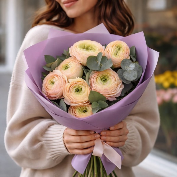 7 желтых ранункулюсов