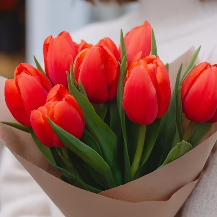 Букет 7 красных тюльпанов