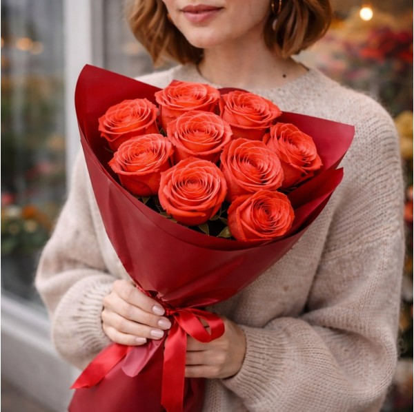 Коралловые розы 9 шт.