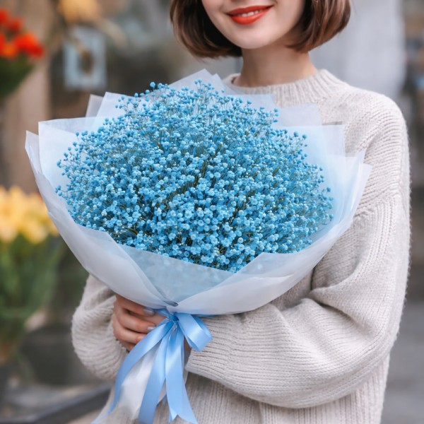 9 синих гипсофил