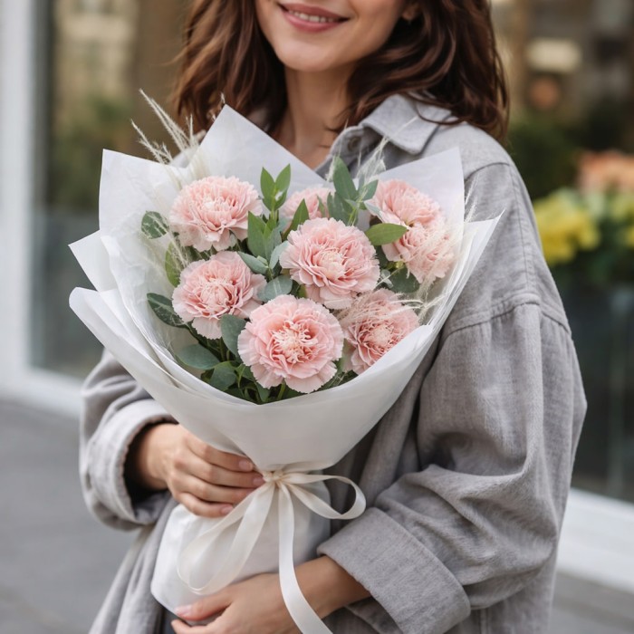 Букет 7 розовых гвоздик