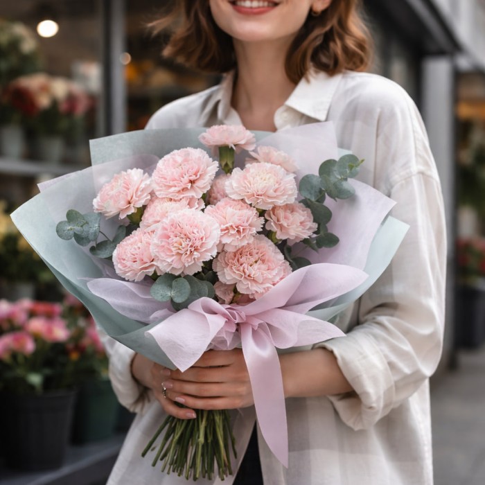 Букет из розовых диантусов