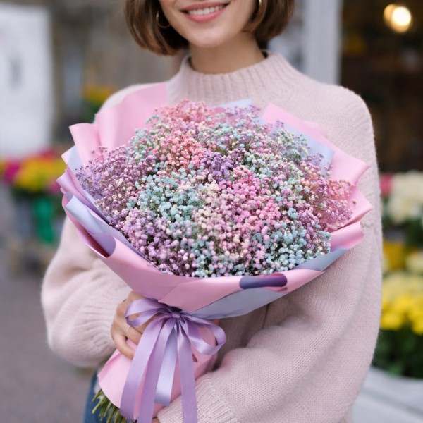 Цветной букет гипсофилы