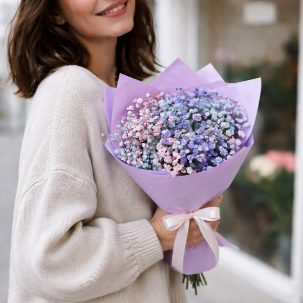 Мини букет из гипсофилы