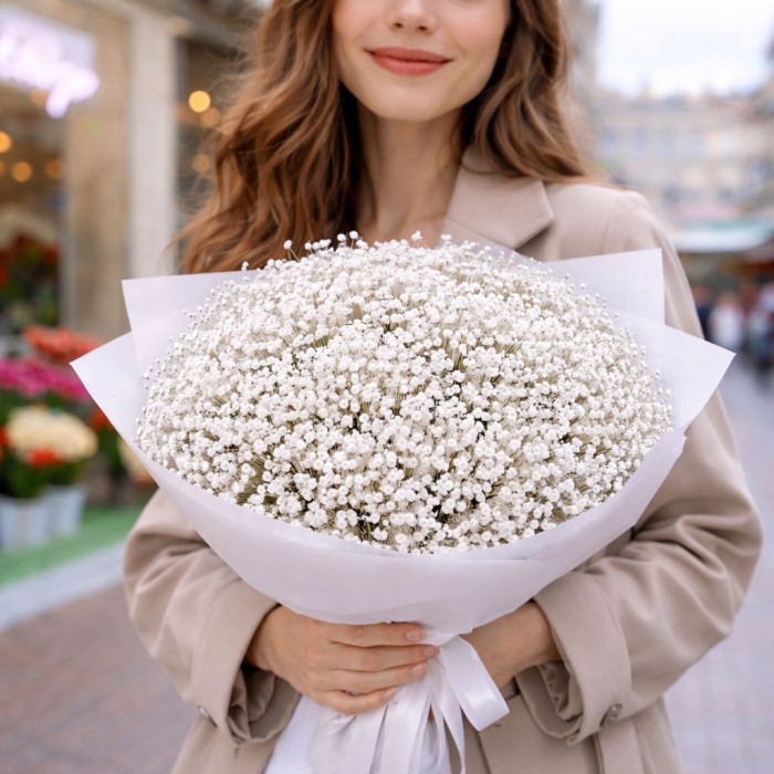 Монобукет 11 белых гипсофил