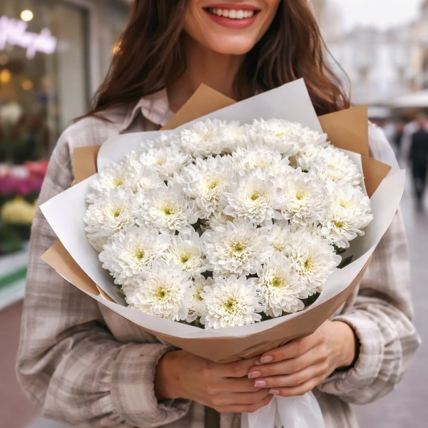 Монобукет из 7 кустовых хризантем