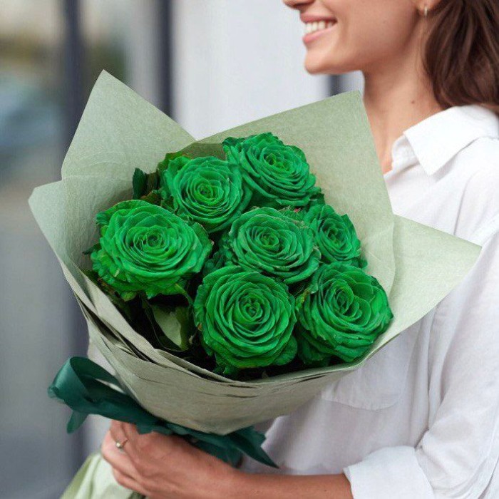 Букет 7 зеленых роз