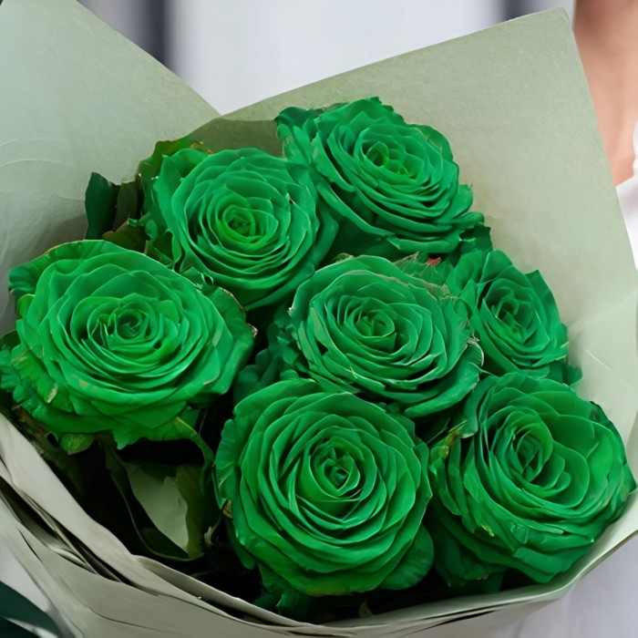Букет 7 зеленых роз