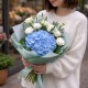 Букет синяя гортензия с фисташкой