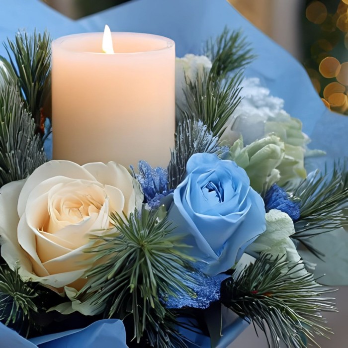 Зимний букет со свечой